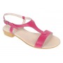 sandale dama fucsia din piele naturala cu bareta in T si toc mic S16FCS